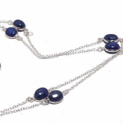 Sa 0496a collier parure sautoir 8xsaphir bleu 12gr 10x8mm achat vente bijou argent 925