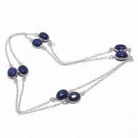 Sa 0496d collier parure sautoir 8xsaphir bleu 12gr 10x8mm achat vente bijou argent 925