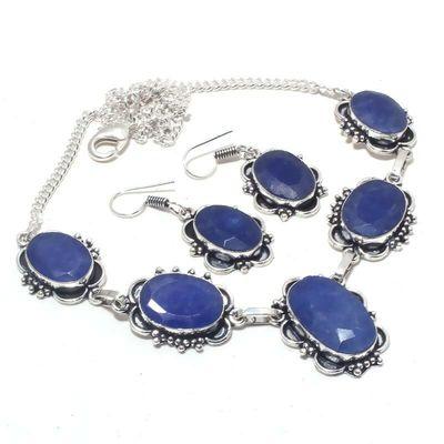 Sa 0500a collier boucles oreilles saphir bleu 38gr 15x20mm achat vente bijou argent 925