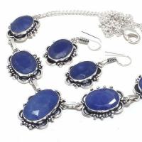 Sa 0500b collier boucles oreilles saphir bleu 38gr 15x20mm achat vente bijou argent 925