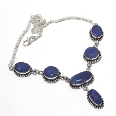 Sa 0501a collier parure sautoir saphir bleu 28gr 15x10mm achat vente bijou argent 925