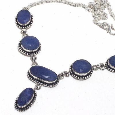 Sa 0501b collier parure sautoir saphir bleu 28gr 15x10mm achat vente bijou argent 925