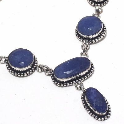 Sa 0501c collier parure sautoir saphir bleu 28gr 15x10mm achat vente bijou argent 925