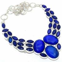 Sa 0532a collier parure sautoir saphir bleu 71gr 20x25mm achat vente bijou ethnique argent 925