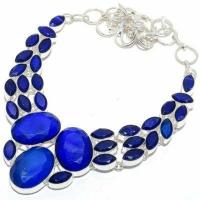 Sa 0532d collier parure sautoir saphir bleu 71gr 20x25mm achat vente bijou ethnique argent 925