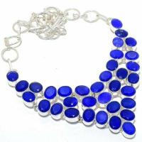 Sa 0533a collier parure sautoir saphir bleu 62gr 8x10mm achat vente bijou ethnique argent 925