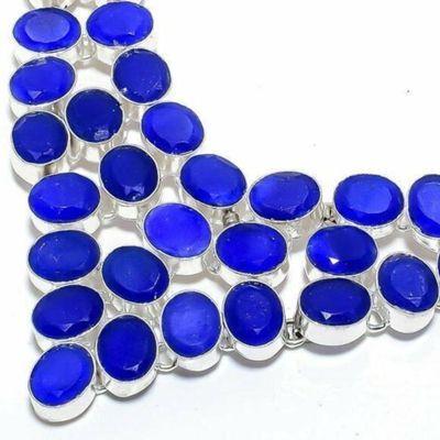 Sa 0533b collier parure sautoir saphir bleu 62gr 8x10mm achat vente bijou ethnique argent 925