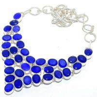 Sa 0533d collier parure sautoir saphir bleu 62gr 8x10mm achat vente bijou ethnique argent 925