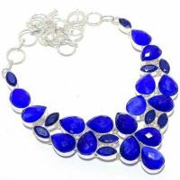 Sa 0534a collier parure sautoir saphir bleu 67gr 12x18mm achat vente bijou ethnique argent 925