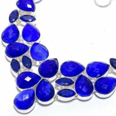 Sa 0534b collier parure sautoir saphir bleu 67gr 12x18mm achat vente bijou ethnique argent 925