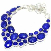 Sa 0535a collier parure sautoir saphir bleu 85gr 15x20mm achat vente bijou ethnique argent 925