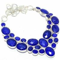 Sa 0535d collier parure sautoir saphir bleu 85gr 15x20mm achat vente bijou ethnique argent 925