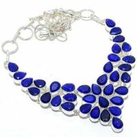 Sa 0536a collier parure sautoir saphir bleu 54gr 8x10mm achat vente bijou ethnique argent 925