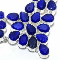 Sa 0536c collier parure sautoir saphir bleu 54gr 8x10mm achat vente bijou ethnique argent 925