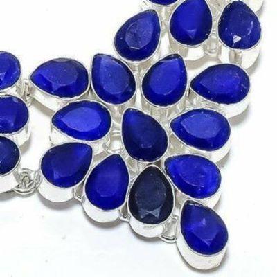 Sa 0536c collier parure sautoir saphir bleu 54gr 8x10mm achat vente bijou ethnique argent 925