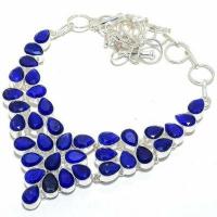 Sa 0536d collier parure sautoir saphir bleu 54gr 8x10mm achat vente bijou ethnique argent 925