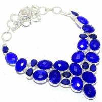 Sa 0537a collier parure sautoir saphir bleu 80gr 15x20mm achat vente bijou ethnique argent 925