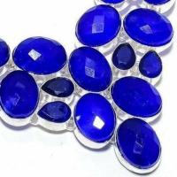 Sa 0537c collier parure sautoir saphir bleu 80gr 15x20mm achat vente bijou ethnique argent 925