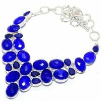 Sa 0537d collier parure sautoir saphir bleu 80gr 15x20mm achat vente bijou ethnique argent 925