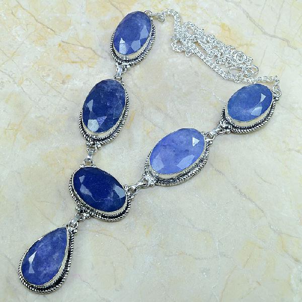 Sa 8345d collier parure sautoir saphir cachemire argent 925 achat vente