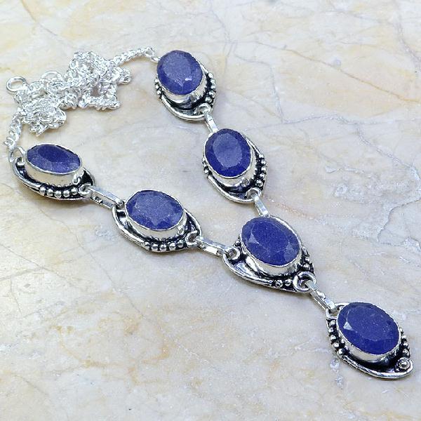 Sa 8351a collier parure sautoir saphir cachemire argent 925 achat vente