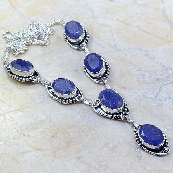 Sa 8351d collier parure sautoir saphir cachemire argent 925 achat vente