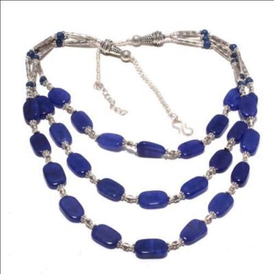 Sa 9395a collier sautoir parure 3 rangs saphir bleu 57gr achat vente bijou ethnique argent 925