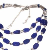 Sa 9395b collier sautoir parure 3 rangs saphir bleu 57gr achat vente bijou ethnique argent 925