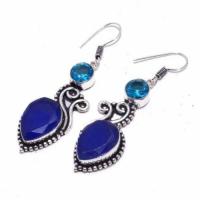 Sa 9405b boucles oreilles parure saphir topaze bleu 14gr achat vente bijou ethnique argent 925