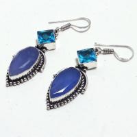 Sa 9434b boucles oreilles saphir topaze 10x20mm 14gr achat vente bijou ethnique argent 925