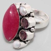 Sl 005a bague rubis perle argent 925