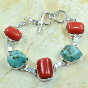 Tbt 500a bracelet ethnique corail turquoise achat vente bijou tibet argent 925
