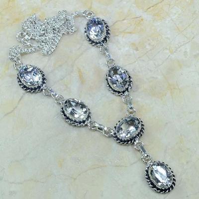 Tpz 003a collier parure sautoir topaze blanche bijou argent 925 vente achat 1