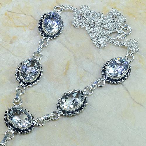 Tpz 003b collier parure sautoir topaze blanche bijou argent 925 vente achat