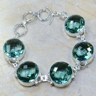 TPZ-009 - BRACELET avec TOPAZE Bleu Iolite et monture en argent 925 - 20 cm - 225 carats 45 gr