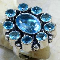 Tpz 014b bague t57 topaze bleue bijoux argent 925 vente achat