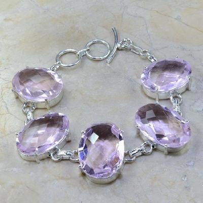 TPZ-016 - BRACELET avec TOPAZE Rose Pink et monture en argent 925 - 20 cm - 205 carats 41 gr