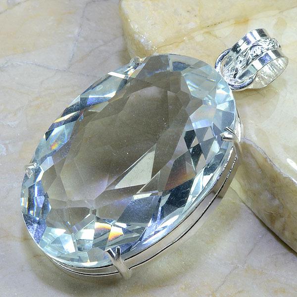 Tpz 017b pendentif pierre topaze blanche gemme taille bijou argent 925 vente achat