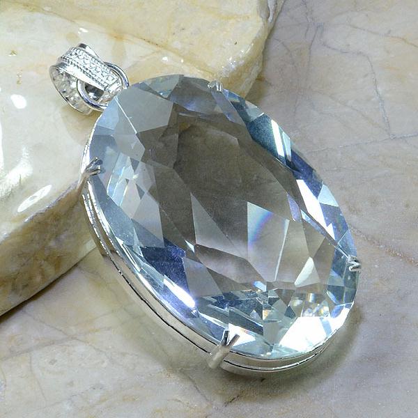 Tpz 021a pendentif pierre topaze blanche gemme taille bijou argent 925 vente achat