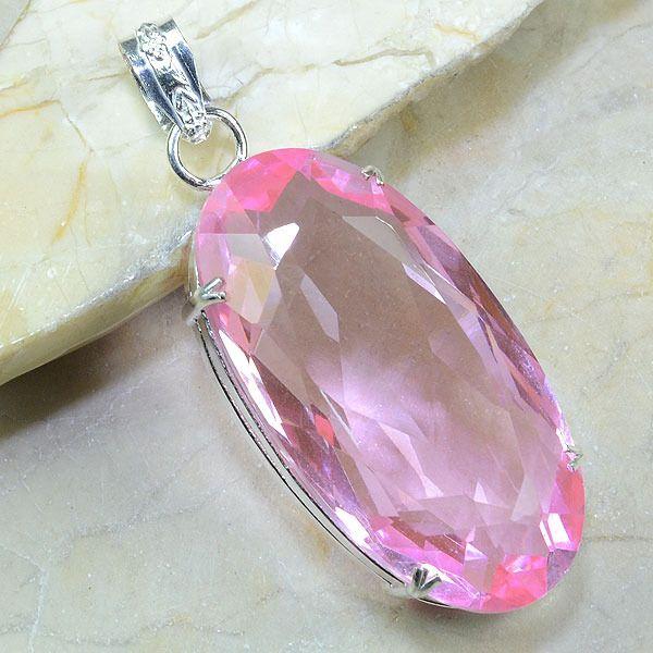 Tpz 024a pendentif pierre topaze rose gemme taille bijou argent 925 vente achat 1