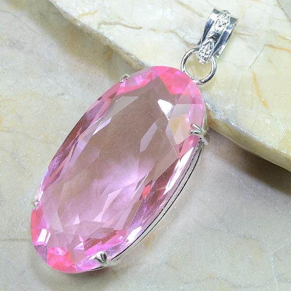 Tpz 024b pendentif pierre topaze rose gemme taille bijou argent 925 vente achat