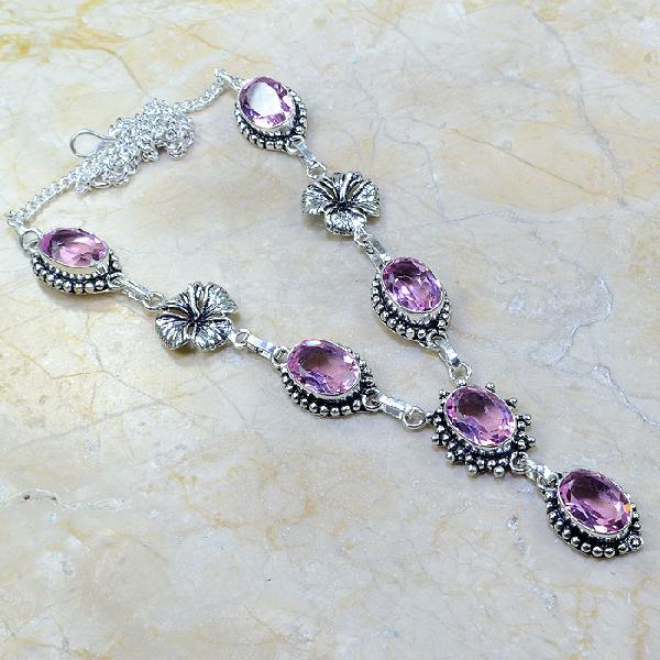 Tpz 028a collier parure sautoir topaze mauve rose bijou argent 925 vente achat