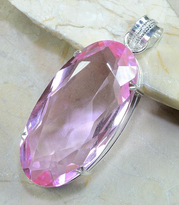 Tpz 035b pendentif pierre topaze rose gemme taille bijou argent 925 vente achat