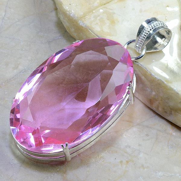 Tpz 039b pendentif pierre topaze rose pink gemme taille bijou argent 925 vente achat 1