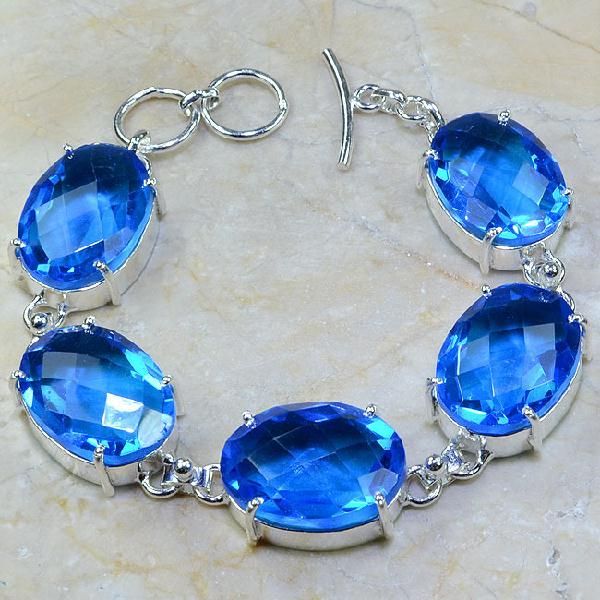 Tpz 053a bracelet topaze bleue iolite bijou argent 925 vente achat 1