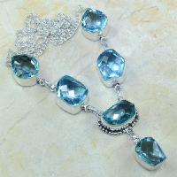 Tpz 055a collier parure sautoir topaze bleue bijou argent 925 vente achat