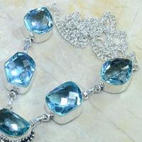 Tpz 055b collier parure sautoir topaze bleue bijou argent 925 vente achat