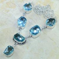 Tpz 055d collier parure sautoir topaze bleue bijou argent 925 vente achat