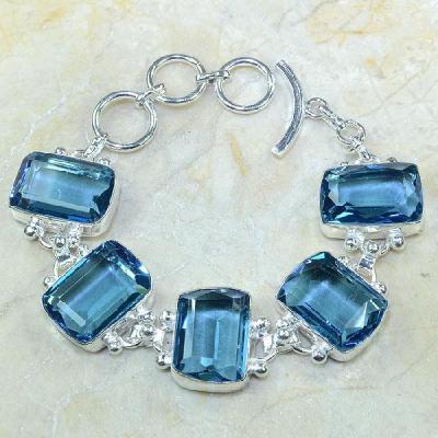 TPZ-061 - BRACELET avec TOPAZE Bleue Iolite monture en argent 925 - 20 cm - 207 carats 41,4 gr