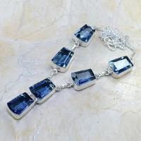 Tpz 070a collier parure sautoir topaze iolite bleue bijou argent 925 vente achat